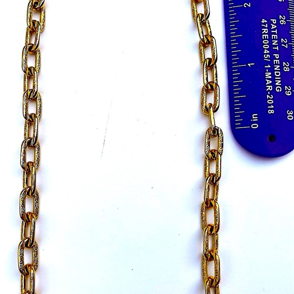 GOLD PAPER CLIP NECKLACE CHAIN 24”x 1/3” ETCH DESIGN LINKS MONET NEW VINTAGE - Picture 11 of 13